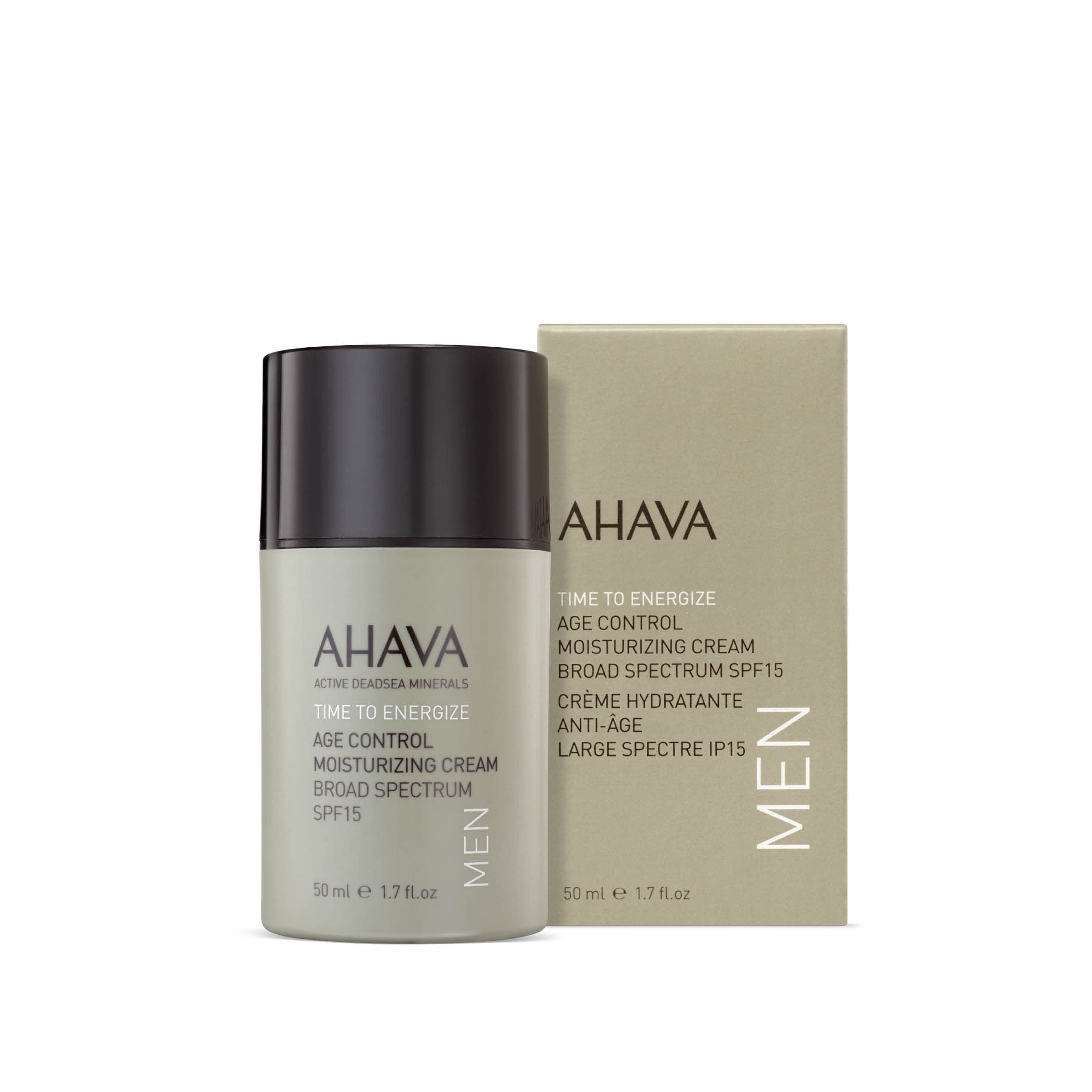 AHAVA Men's Age Control Moisturizing Cream, Broad Spectrum SPF15 - Fast-absorbing Silky Hydrating Lotion, Protects from Premature Aging Signs of UVA/B rays, Enriched with Exclusive Osmoter, 1.7 Fl.Oz